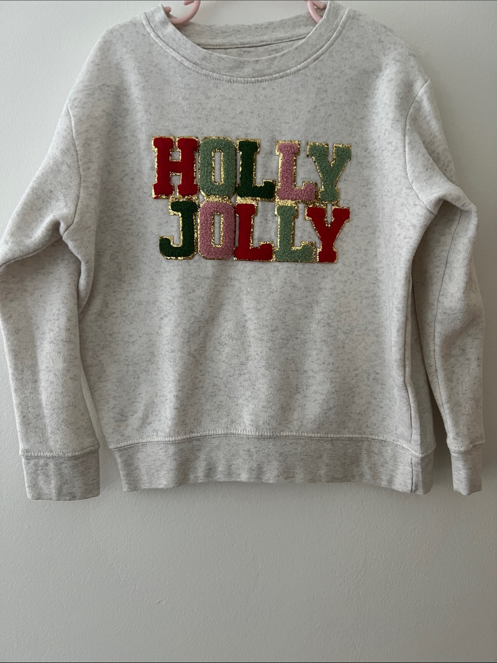 Holly Jolly Embroidered Kids Sweatshirt - Cream